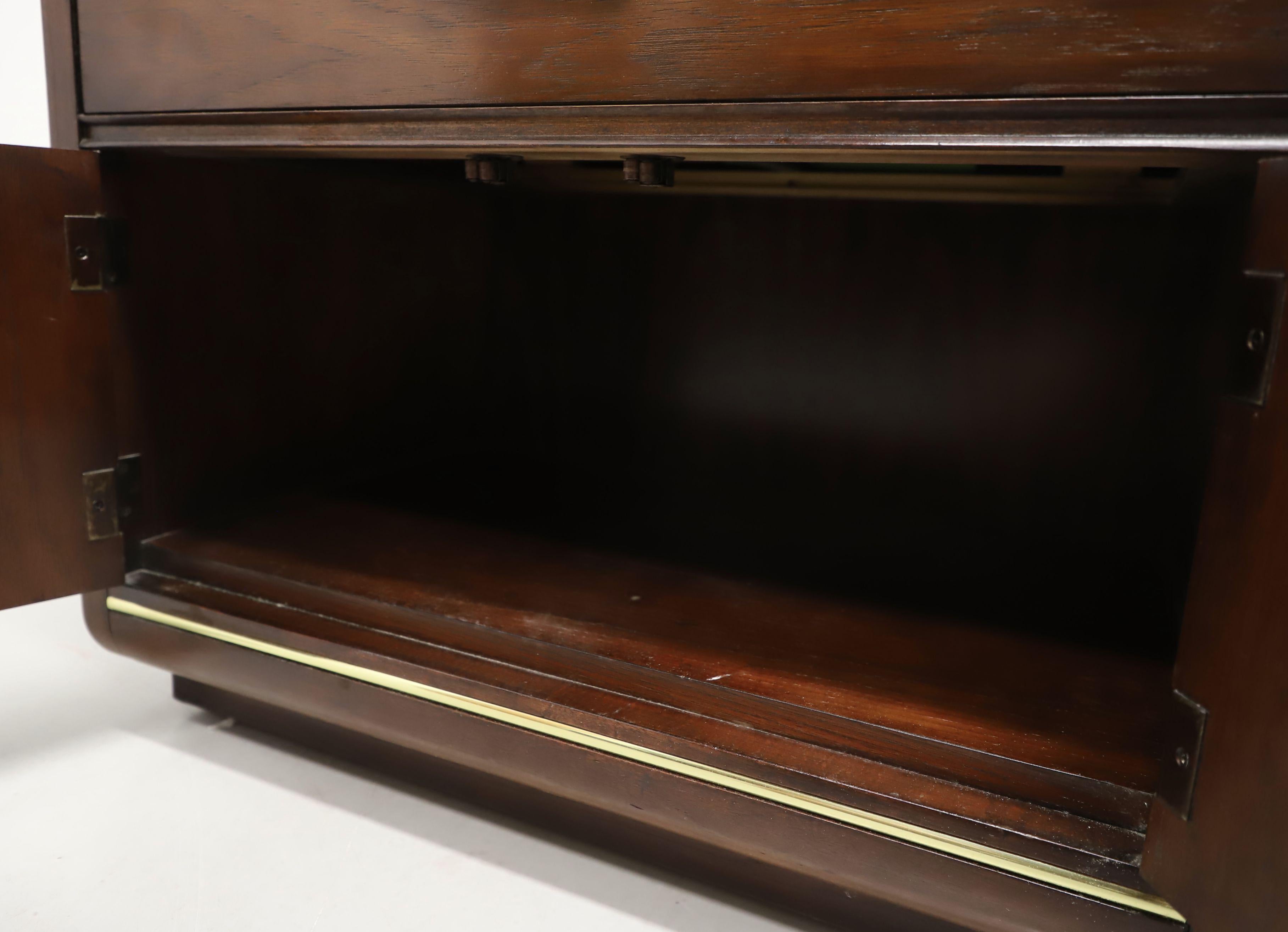 Brass THOMASVILLE Founders Collection Walnut Post-Modern Nightstands - Pair For Sale