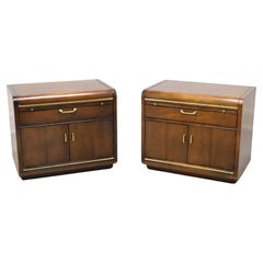 THOMASVILLE Founders Collection Walnut Post-Modern Nightstands - Pair