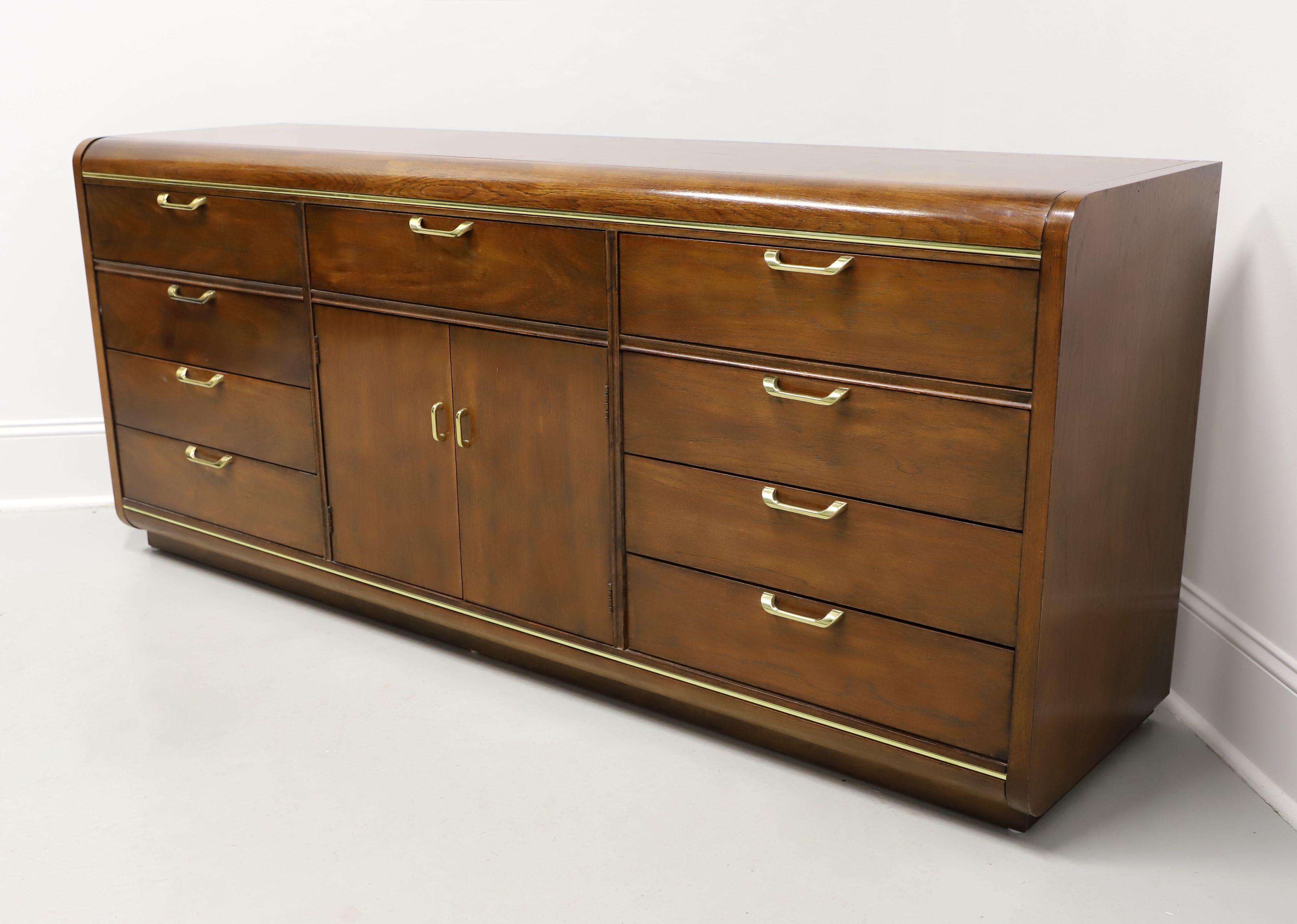 American THOMASVILLE Founders Collection Walnut Post-Modern Triple Dresser For Sale