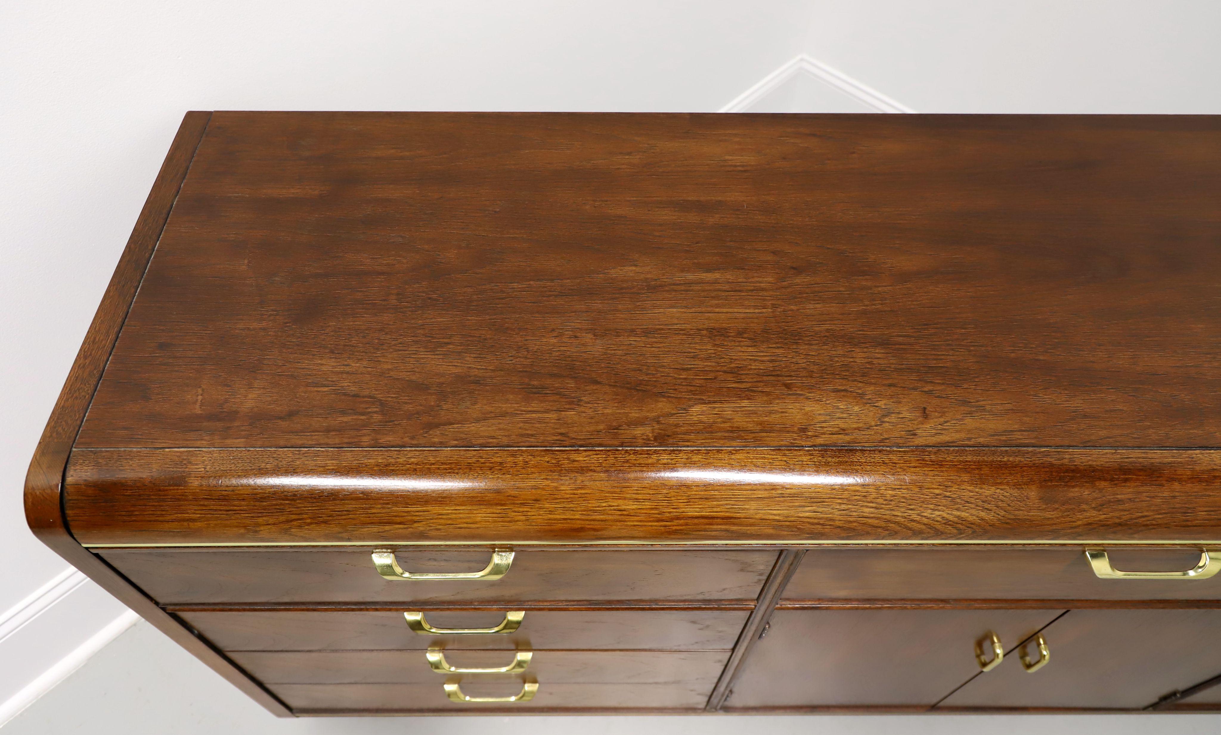 Brass THOMASVILLE Founders Collection Walnut Post-Modern Triple Dresser For Sale