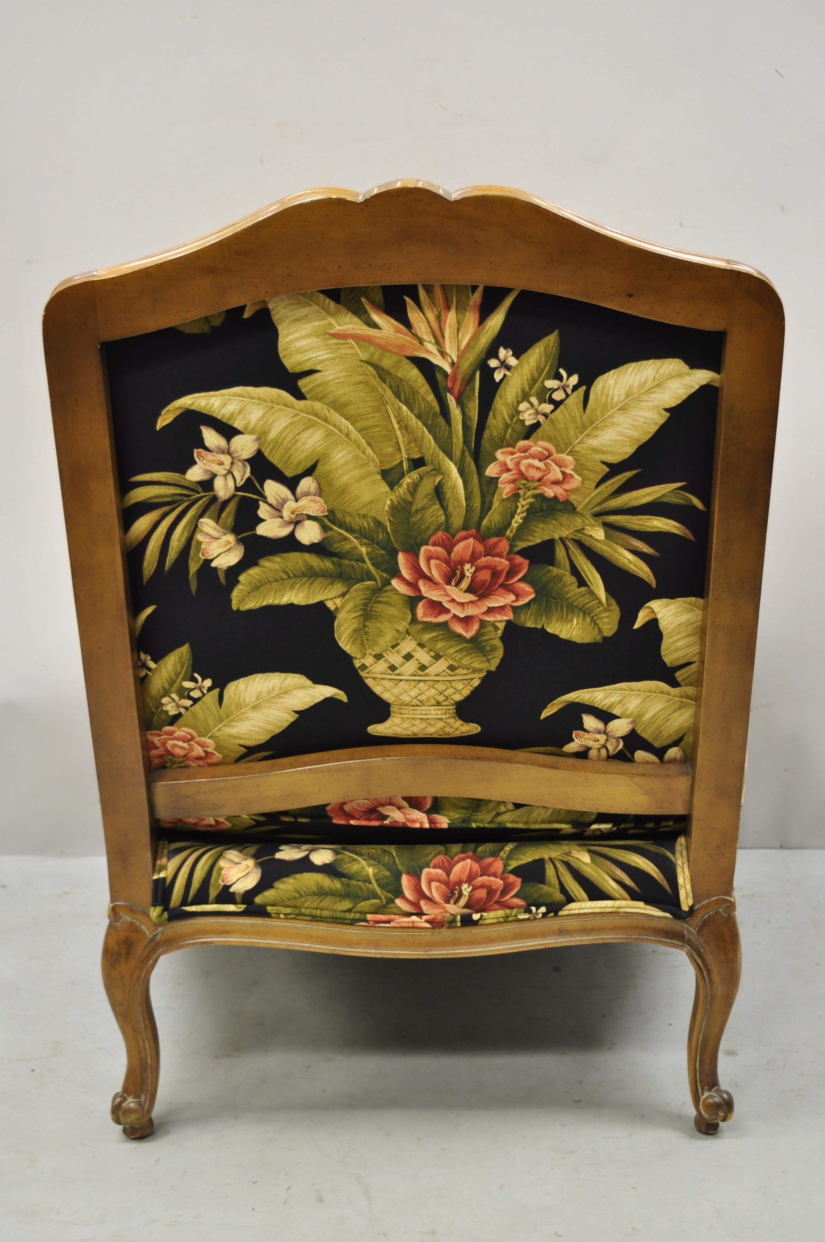Thomasville French Provincial Louis XV Navy Blue Green Bergere Lounge Arm Chair 2