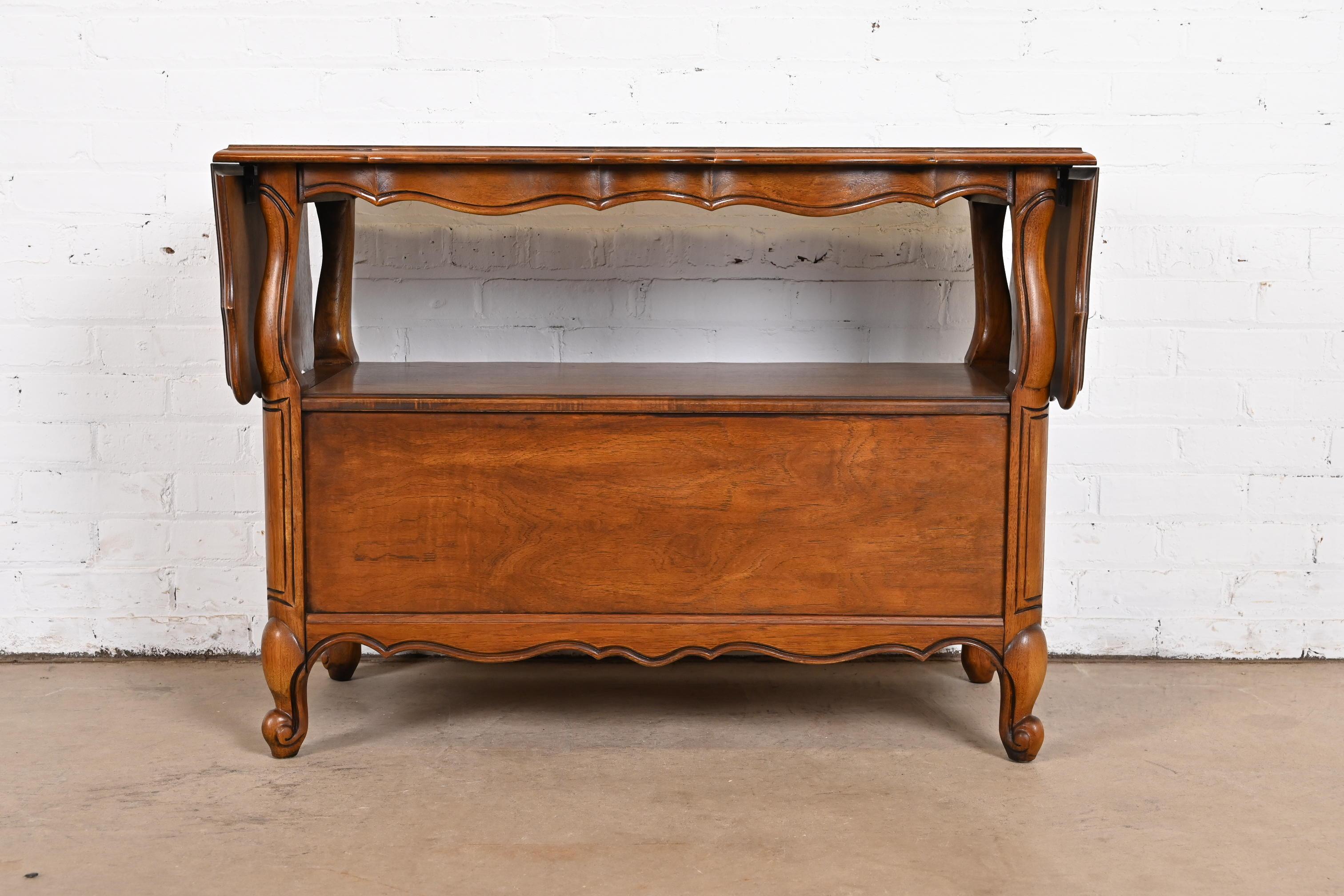 Thomasville French Provincial Louis XV Pecan Buffet Server or Bar Cabinet For Sale 7
