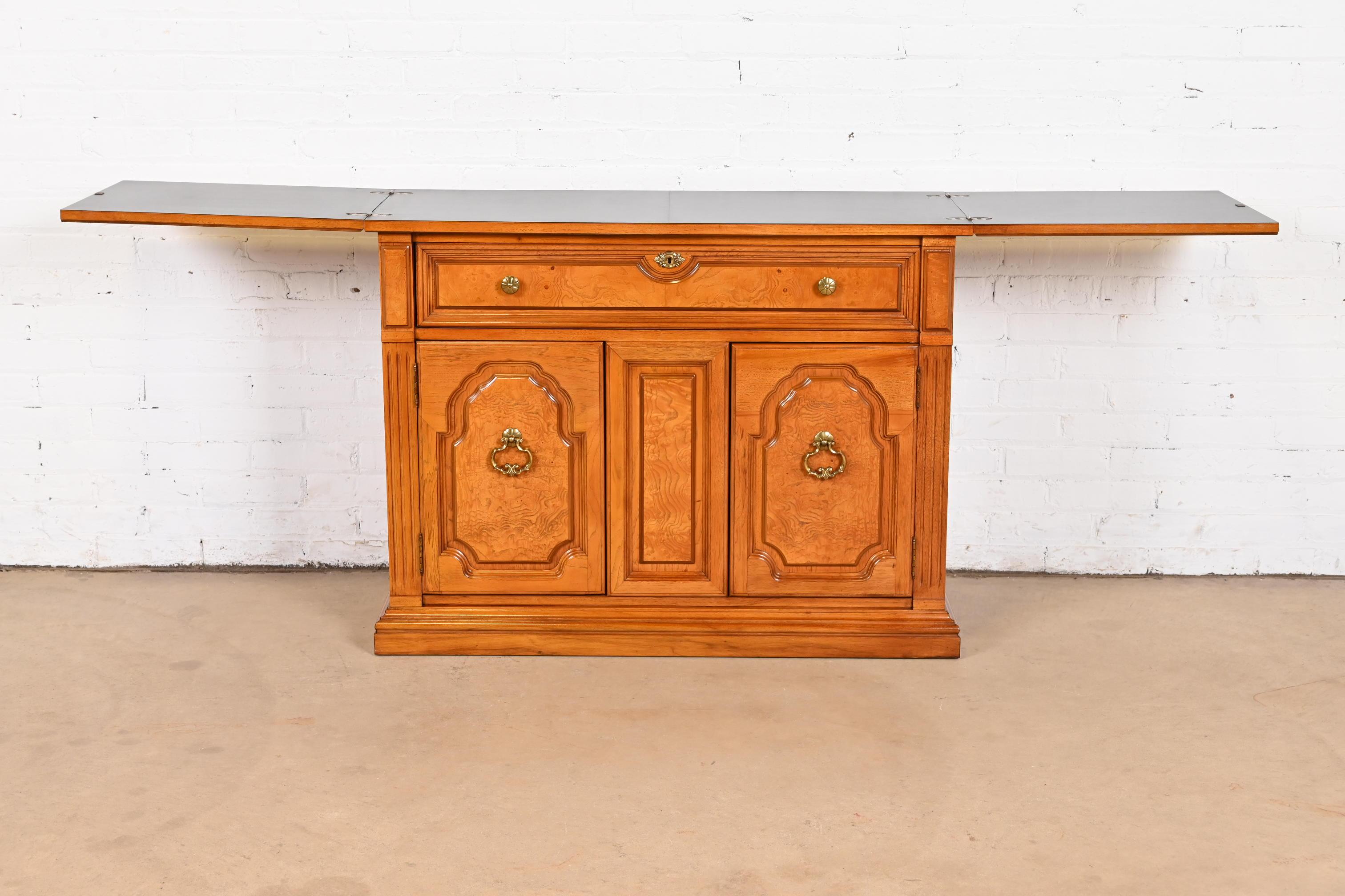 Thomasville French Regency Louis XVI Burled Walnut Flip Top Buffet Server For Sale 3