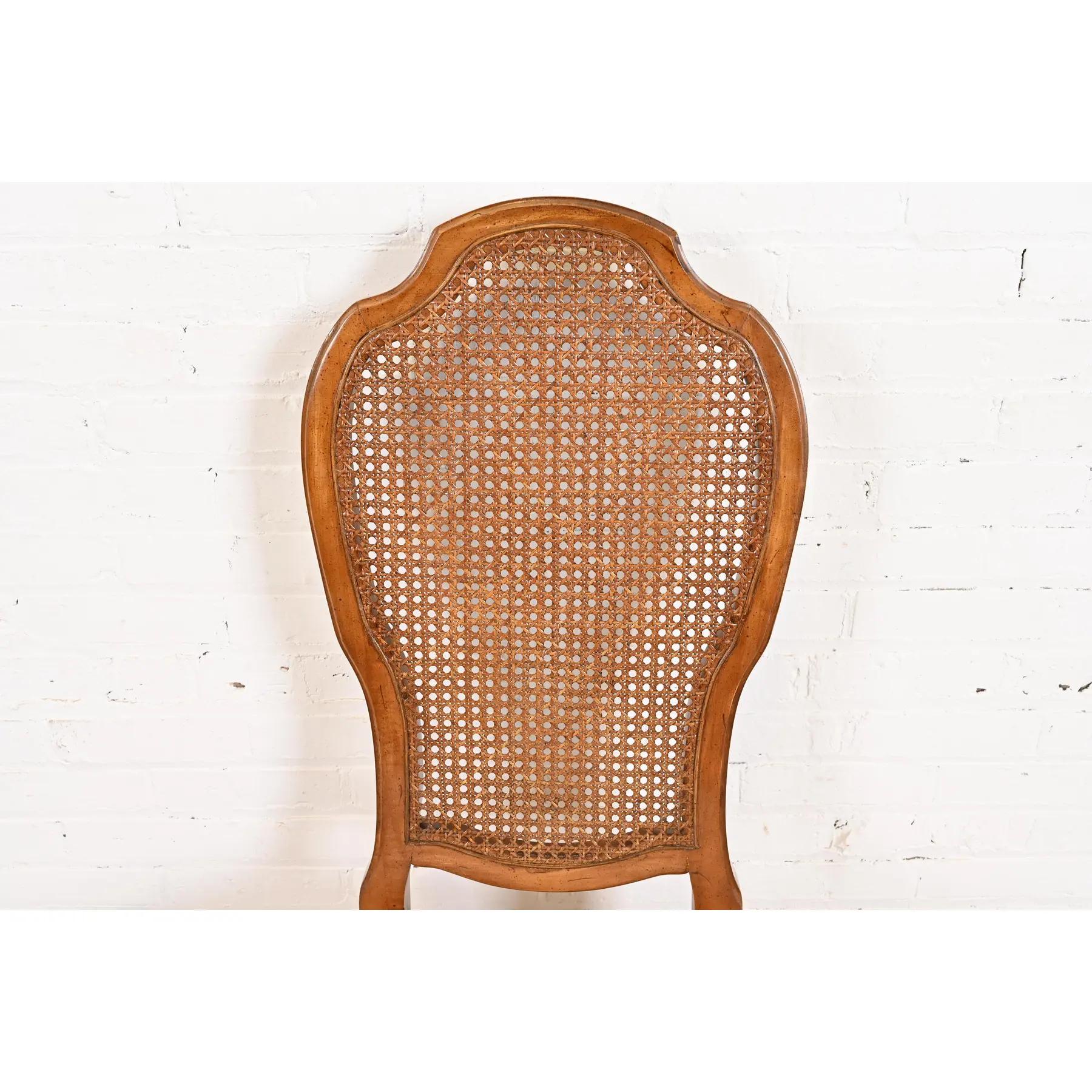 Thomasville French Regency Louis XVI Carved Cherry Wood Cane Back Dining Chairs For Sale 1