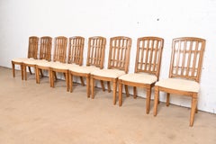 Thomasville French Regency Louis XVI Carved Walnut Dining Chairs, Set of Eight