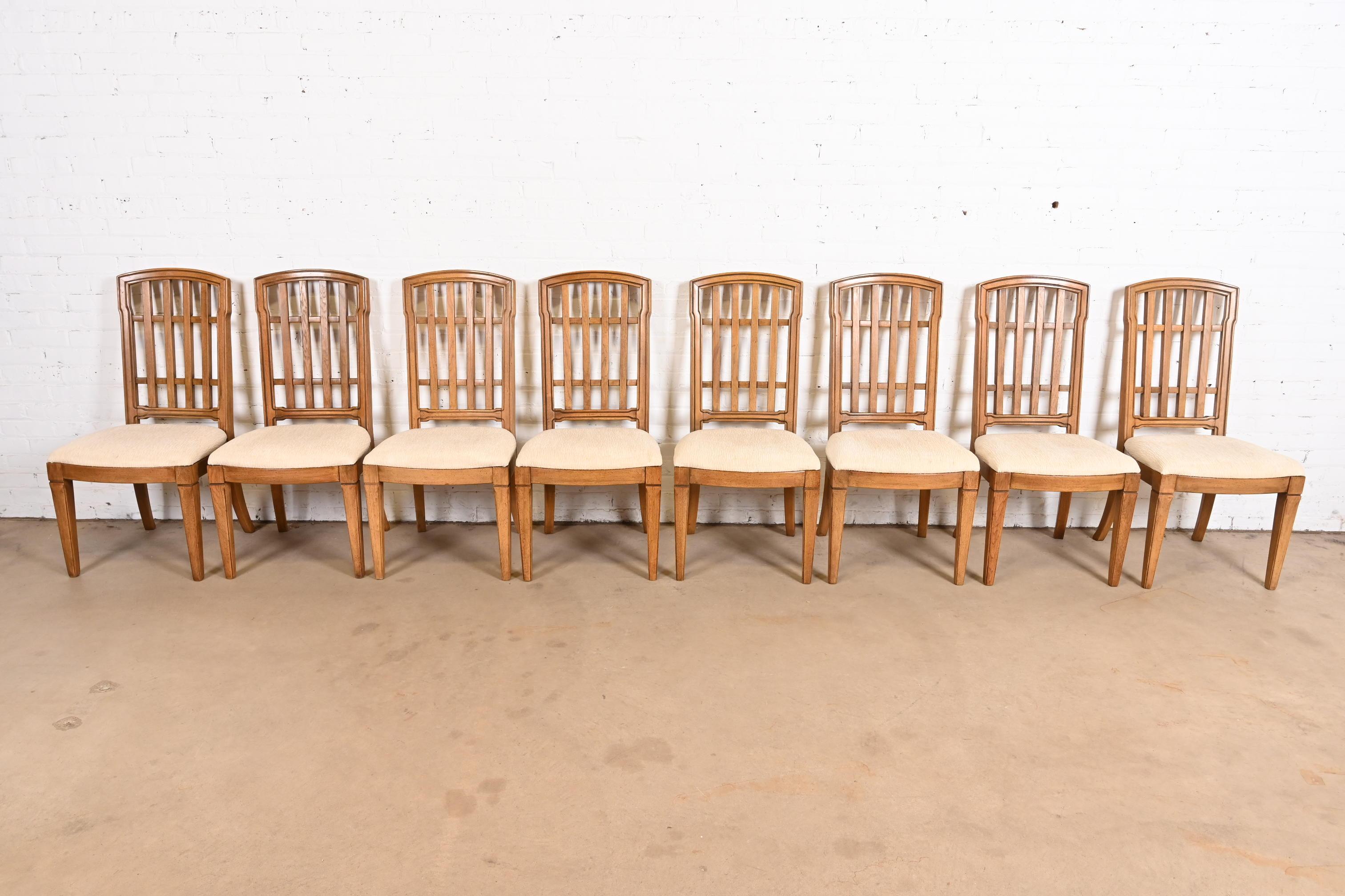 Mid-20th Century Thomasville French Regency Louis XVI Carved Walnut Dining Chairs, Set of Eight For Sale