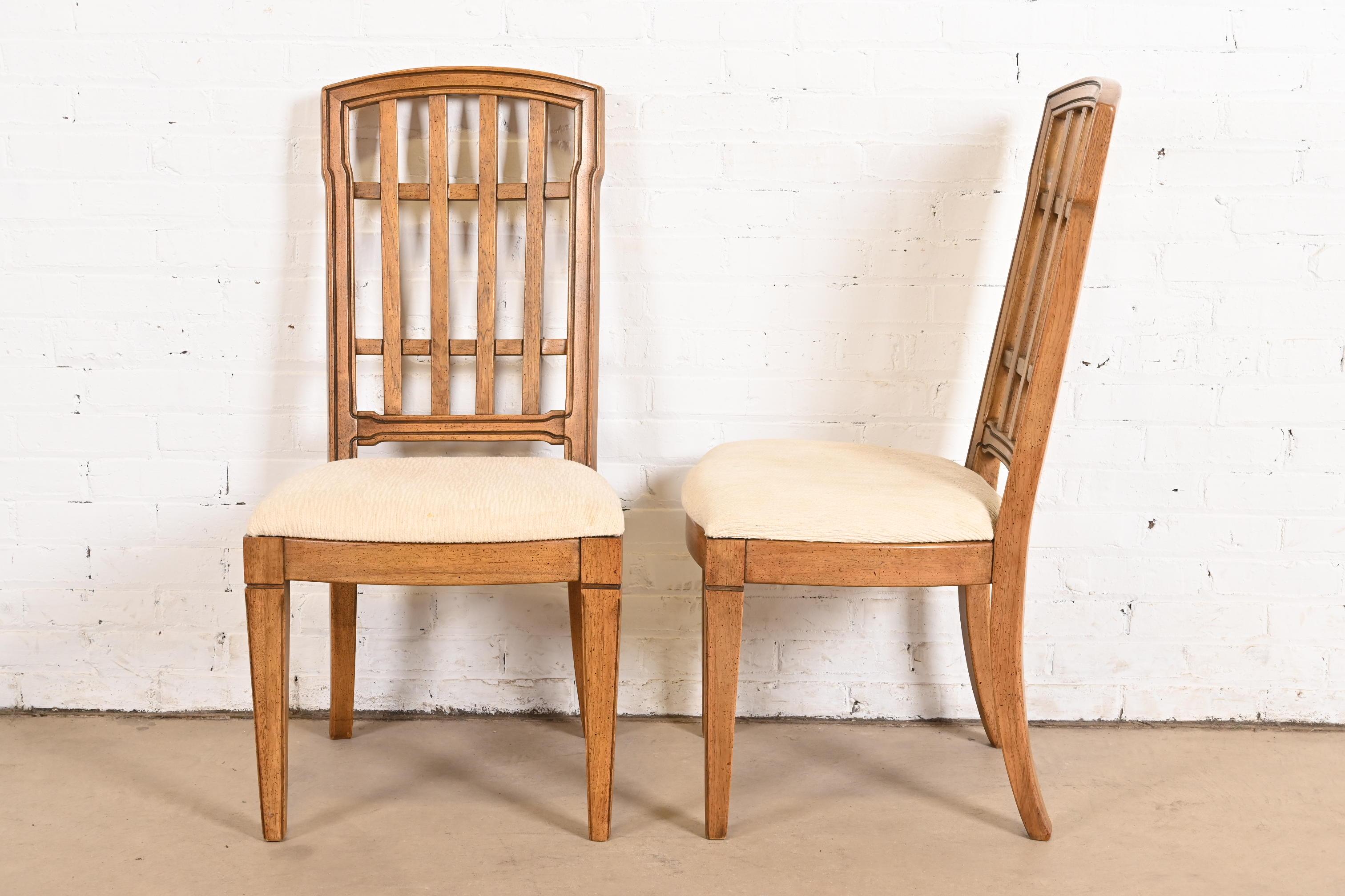 Thomasville French Regency Louis XVI Carved Walnut Dining Chairs, Set of Eight For Sale 1