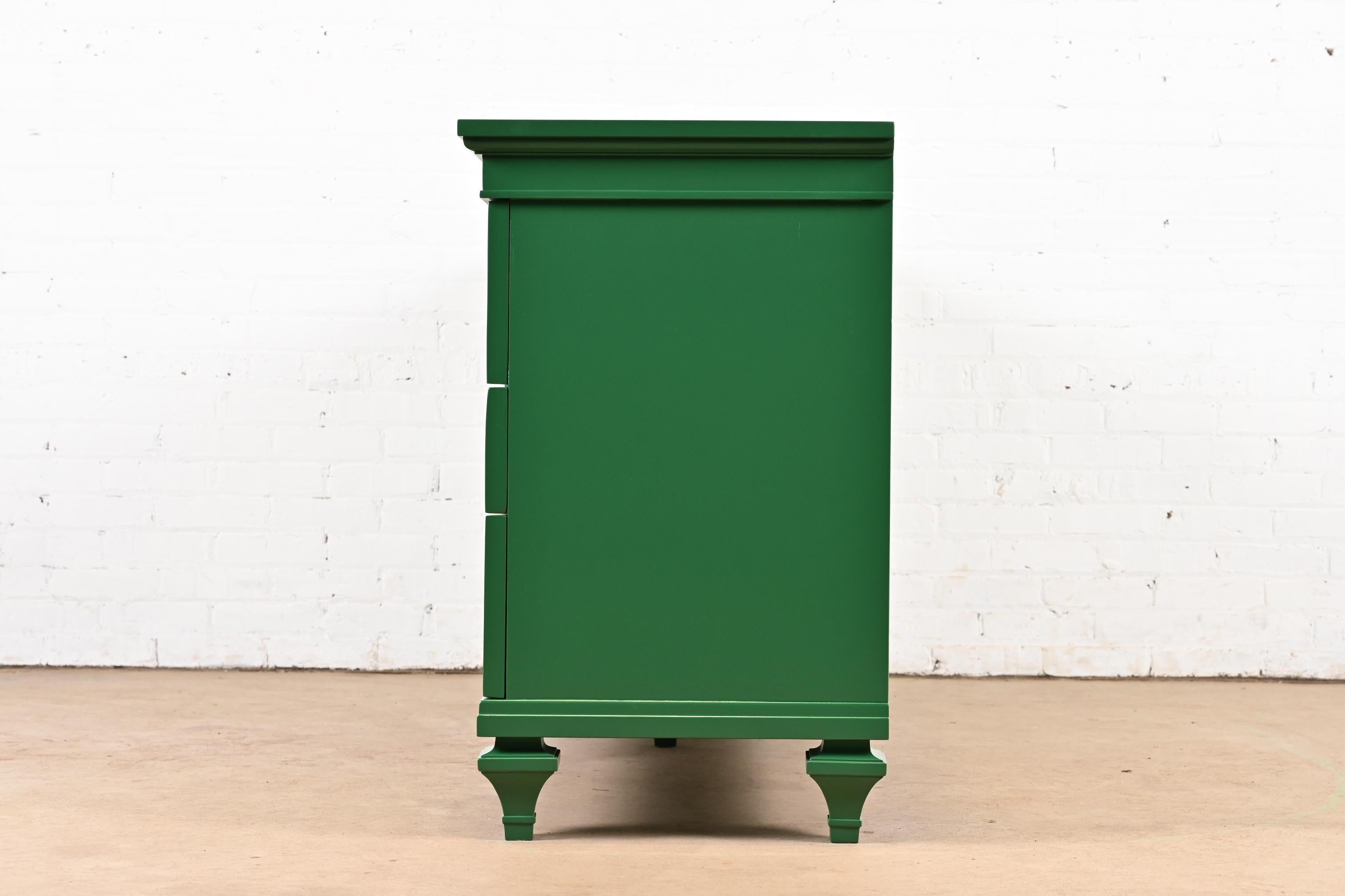 Thomasville French Regency Louis XVI Green Lacquered Dresser or Credenza 4