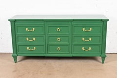 Thomasville French Regency Louis XVI Green Lacquered Dresser or Credenza