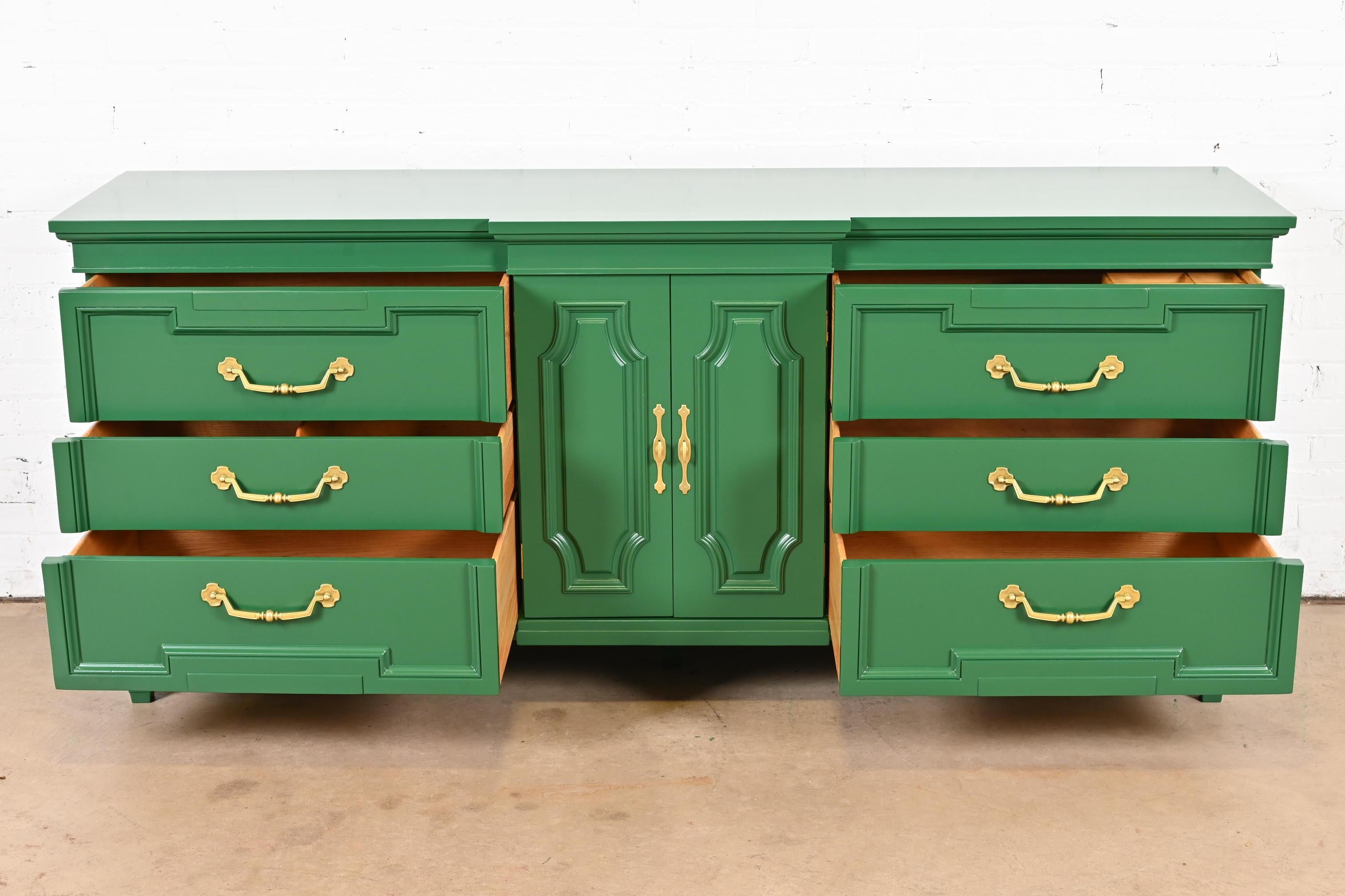 Mid-20th Century Thomasville French Regency Louis XVI Green Lacquered Dresser or Credenza