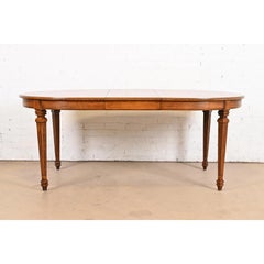 Thomasville French Regency Louis XVI Walnut and Burl Wood Extension Dining Table