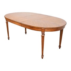 Thomasville French Regency Louis XVI Walnut and Burl Wood Extension Dining Table
