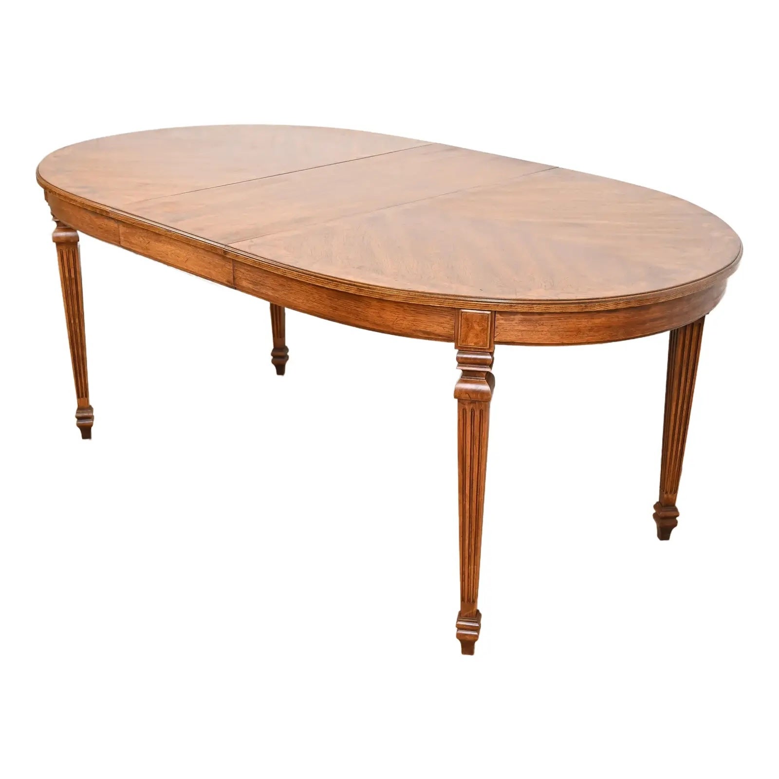 Table de salle à manger à rallonge Louis XVI Régence française en noyer et bois de ronce