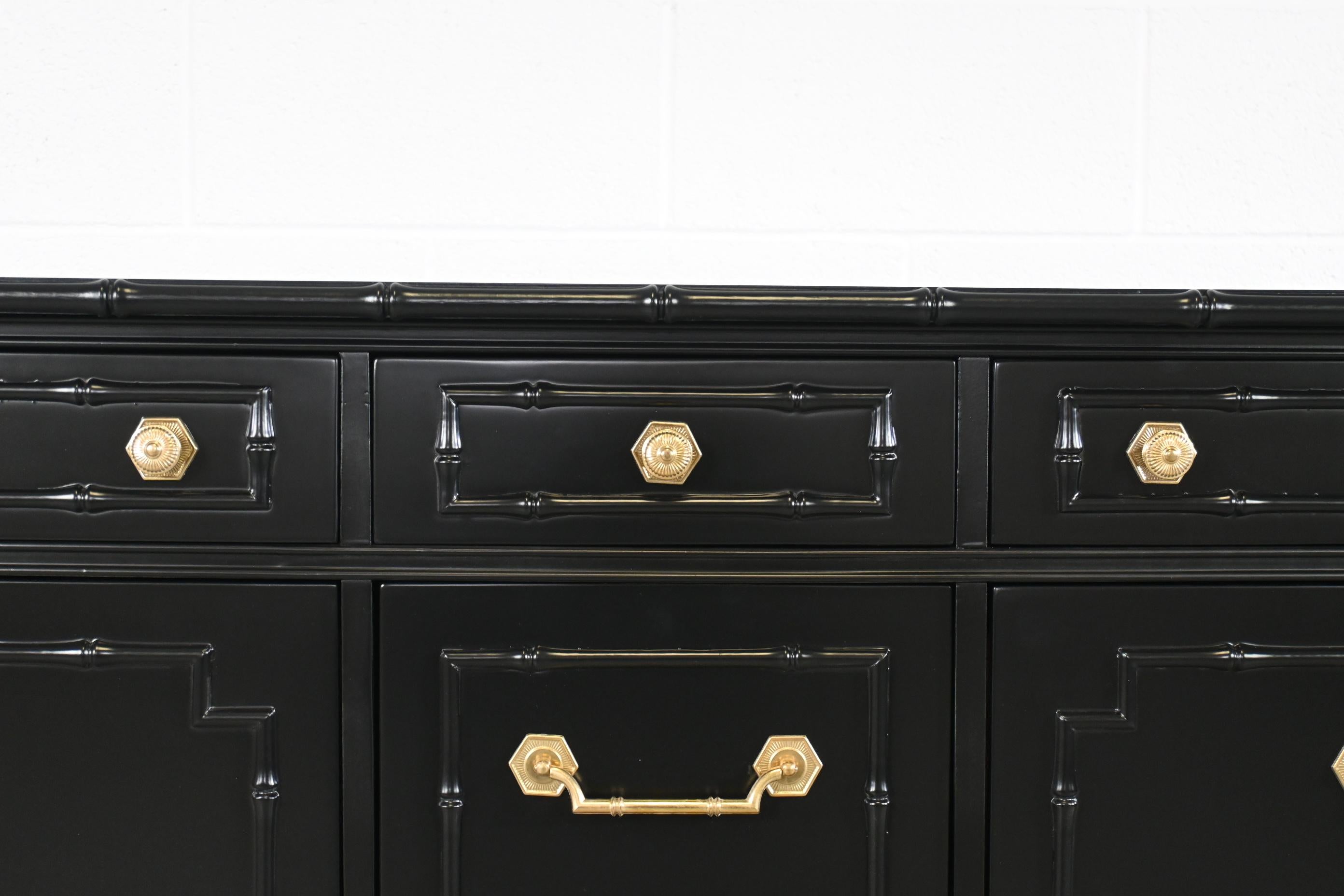 Thomasville Furniture Faux Bamboo Black Lacquered Dresser 3