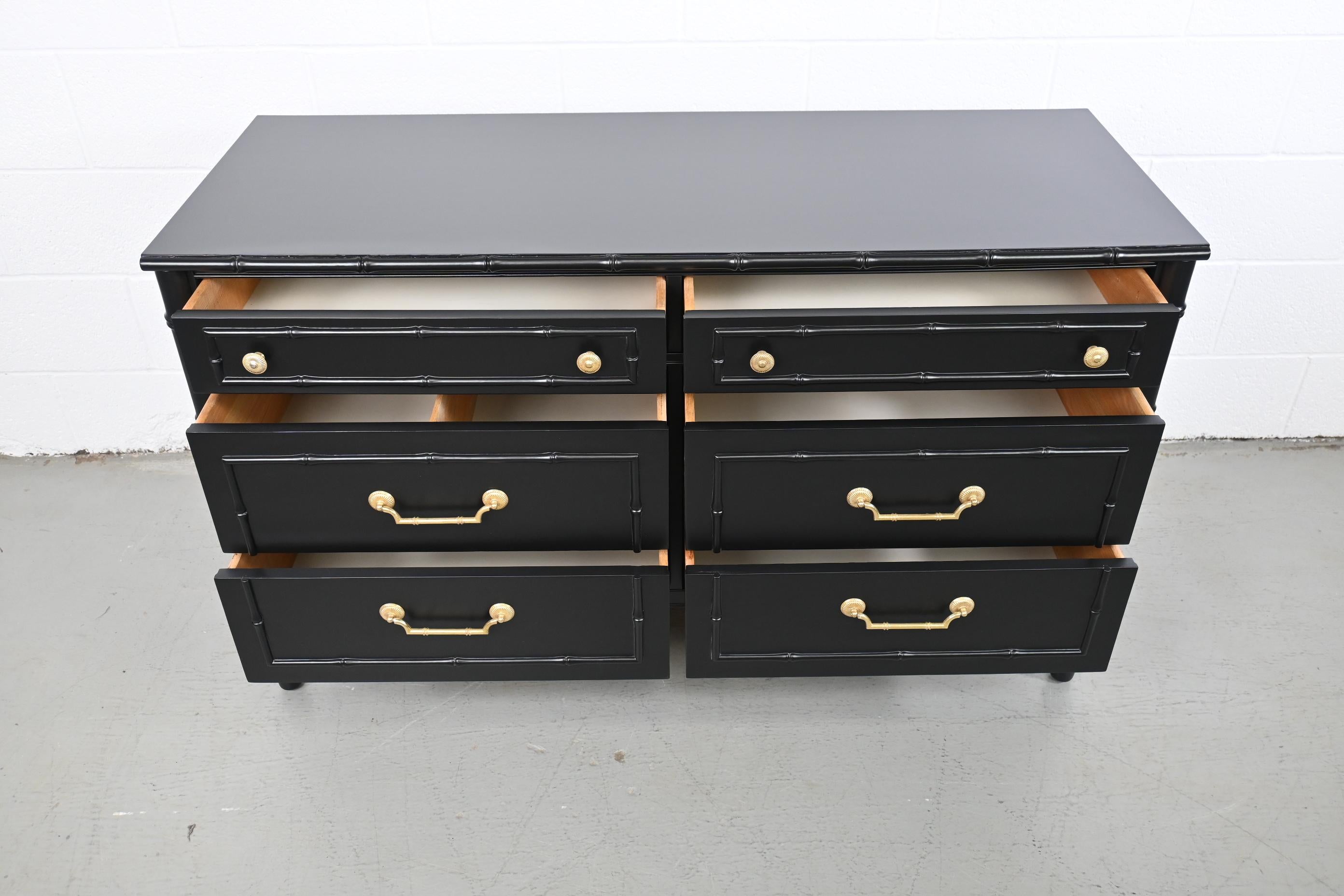 Thomasville Furniture Faux Bamboo Black Lacquered Dresser 1