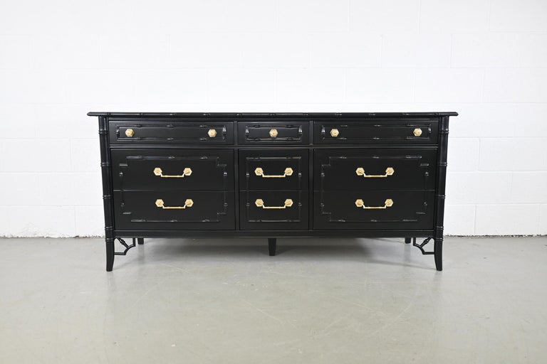 black bamboo dresser Faux Bamboo Six Drawer Dresser