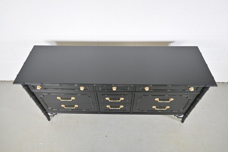 Thomasville Furniture Faux Bamboo Black Lacquered Dresser
