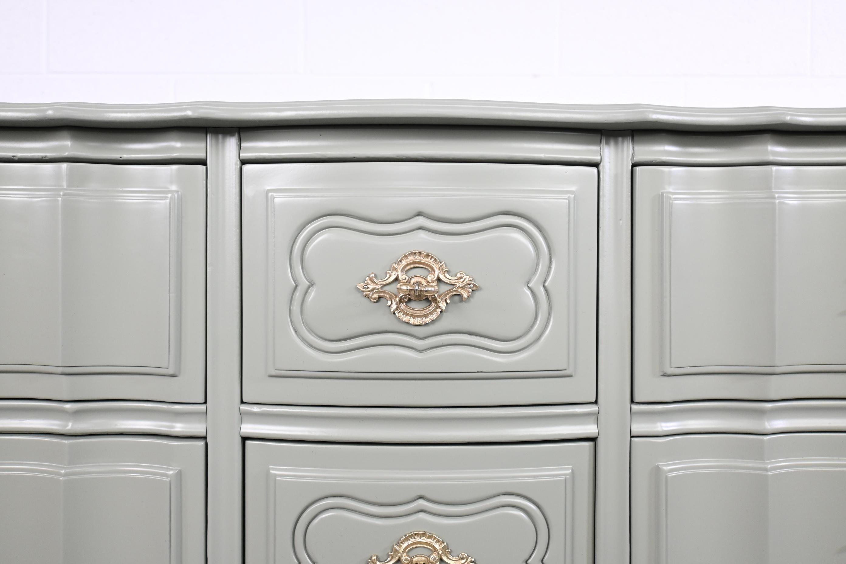 Lacquered Thomasville Furniture French Provincial Light Green Dresser