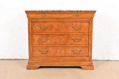 Thomasville Georgian Burled Walnut Marble Top Four-Drawer Dresser