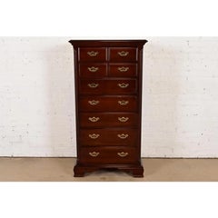 Thomasville Georgian Carved Cherry Wood Lingerie Chest or Highboy Dresser