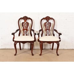 Thomasville Georgian Carved Mahogany Armchairs, Pair