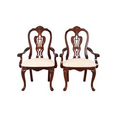 Thomasville Georgian Carved Mahogany Armchairs, Pair