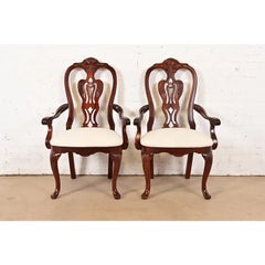 Thomasville Georgian Carved Mahogany Armchairs, Pair