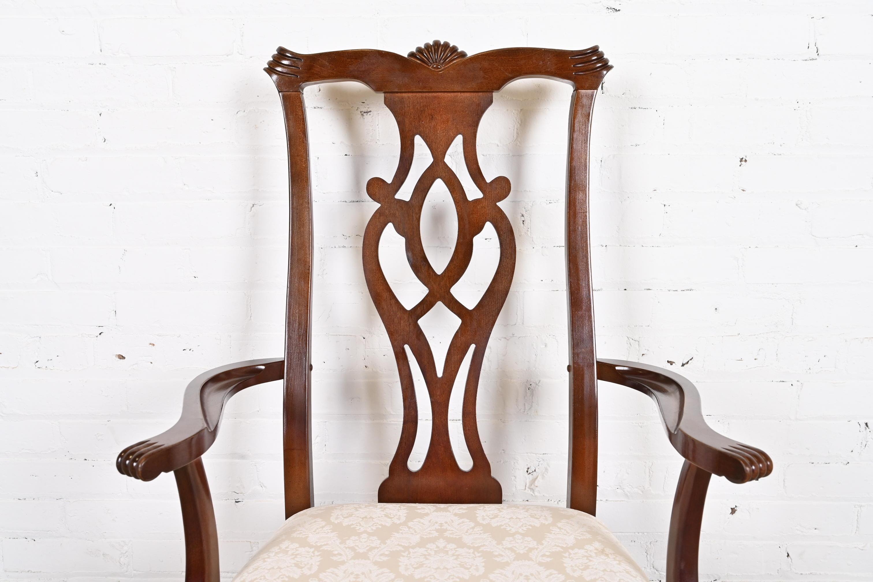 Thomasville Georgian Carved Mahogany Dining Chairs, Set of Eight 7