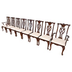Thomasville Georgian Carved Mahogany Dining Chairs, Set of Eight