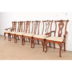 Chaises de salle à manger géorgiennes Thomasville en acajou sculpté, ensemble de six pièces