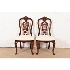 Thomasville Georgian Carved Mahogany Side Chairs or Dining Chairs, Pair