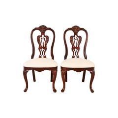 Thomasville Georgian Carved Mahogany Side Chairs or Dining Chairs, Pair