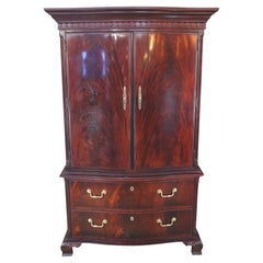 Thomasville Georgian Flame Mahogany Bow Front Clothing Armoire Linen Press