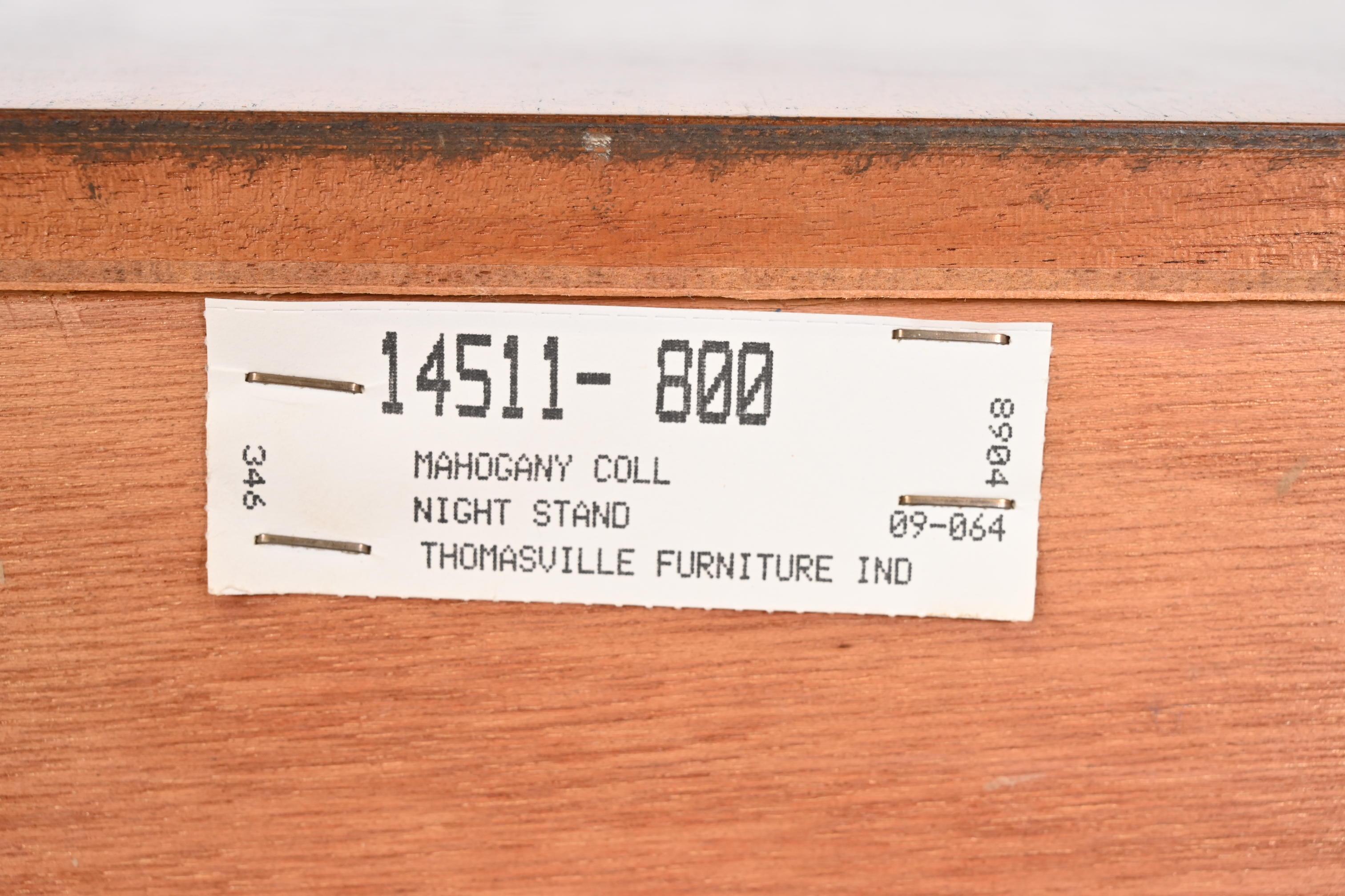 Thomasville Georgian Mahogany Four-Drawer Bow Front Bedside Chests, Pair 6