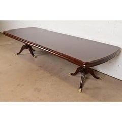 Thomasville Georgian Mahogany Pedestal Extension Dining Table, Newly Refinished