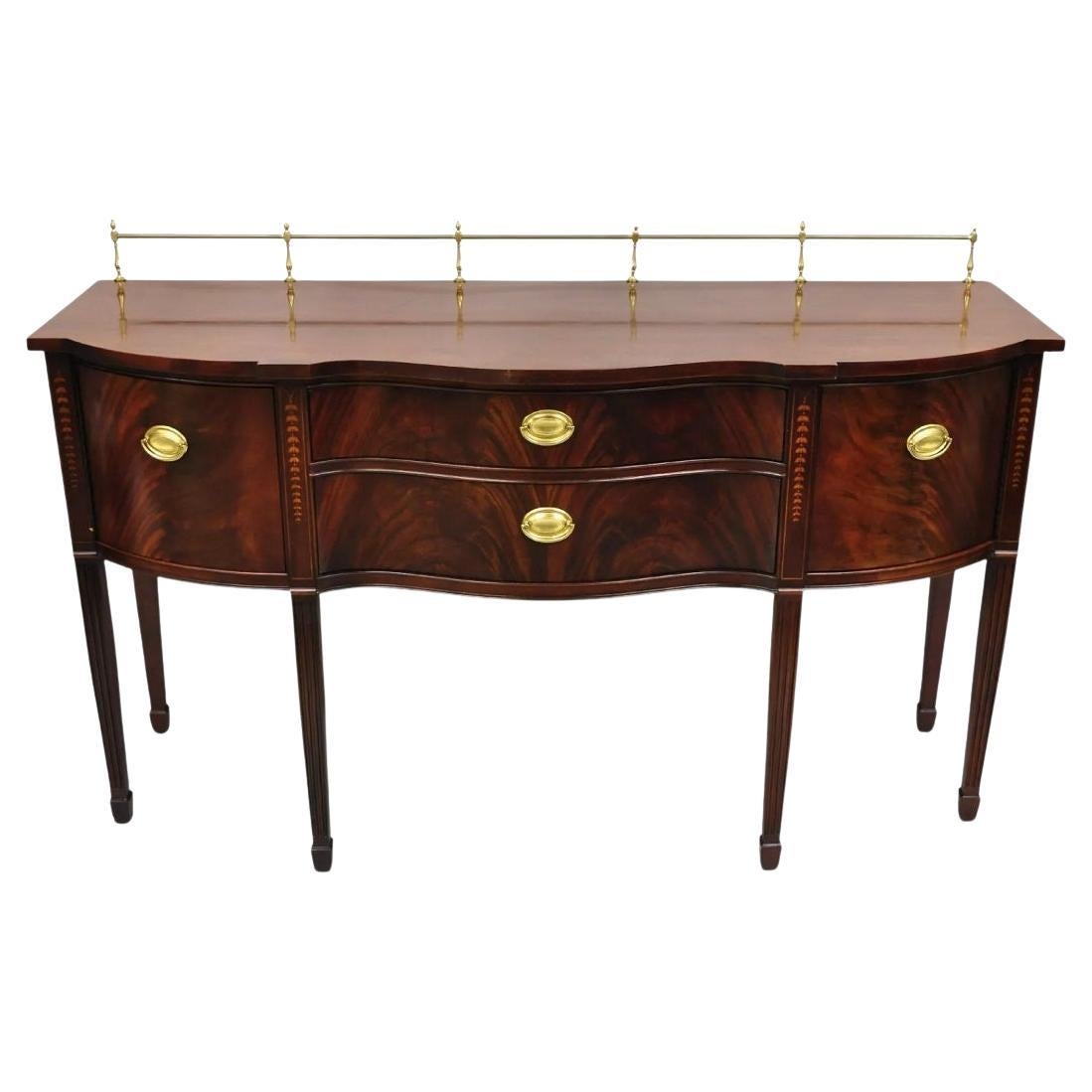 Thomasville Hepplewhite Federal Inlaid Mahogany Brass Gallery Sideboard Buffet