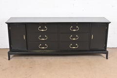 Thomasville Hollywood Regency Chinoiserie Black Lacquered Dresser, Refinished