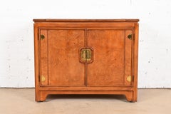 Thomasville Hollywood Regency Chinoiserie Wurzelholz Rolling Flip Top Barwagen