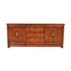 Thomasville Hollywood Regency Chinoiserie Walnut Dresser, Circa 1970s