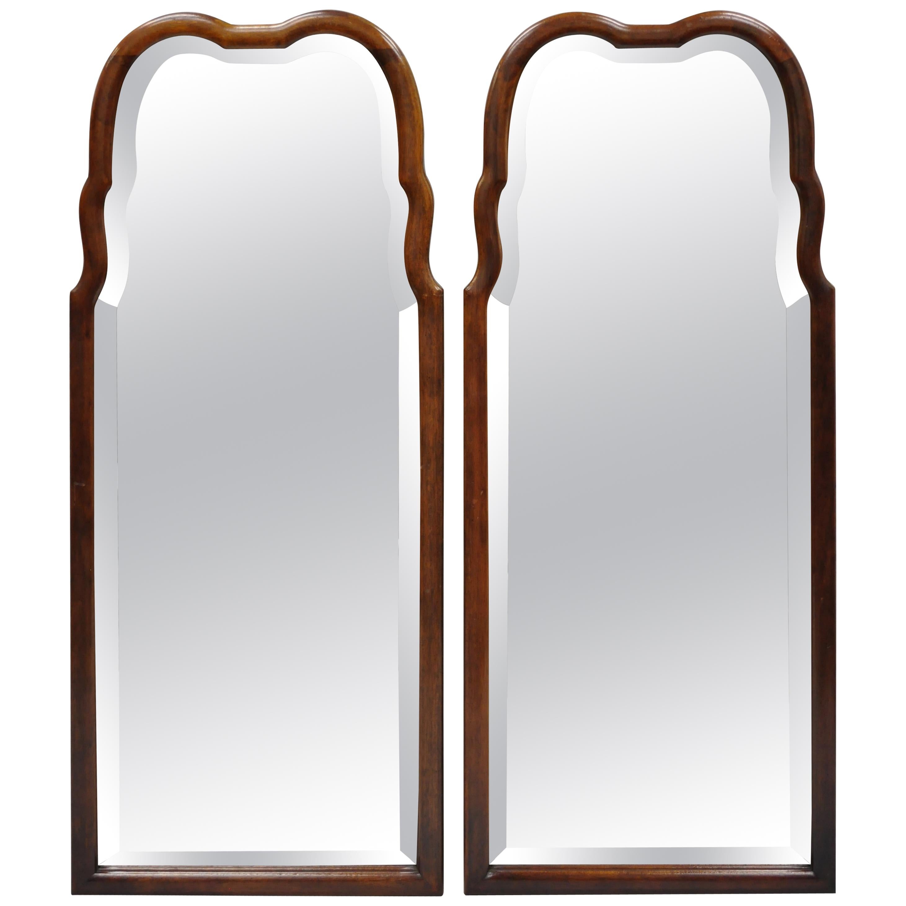 Thomasville Hollywood Regency French Arched Beveled Glass Console Mirrors, Pair