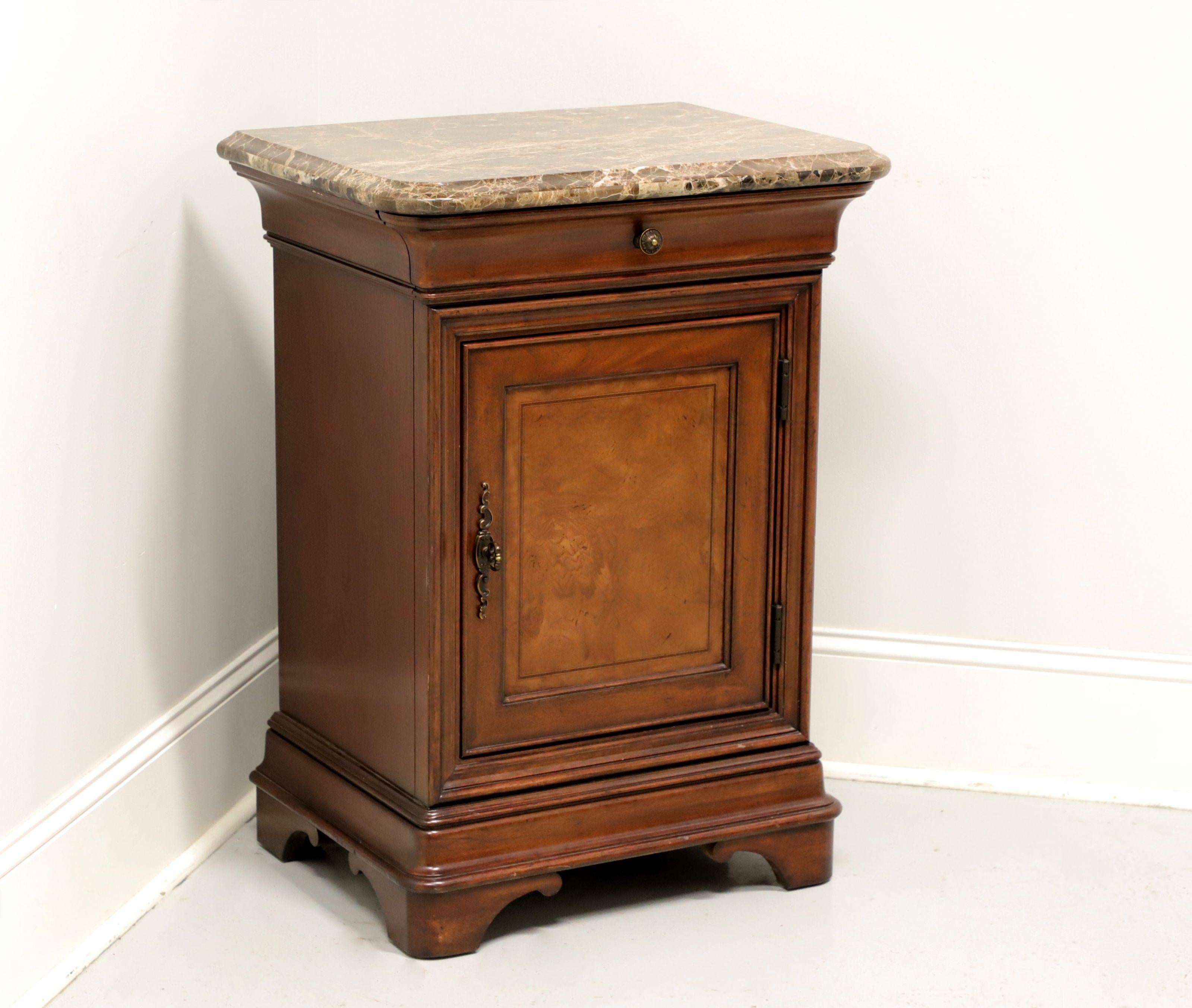THOMASVILLE Inlaid Burl Elm Transitional Cultured Marble Top Bedside Cabinet 5