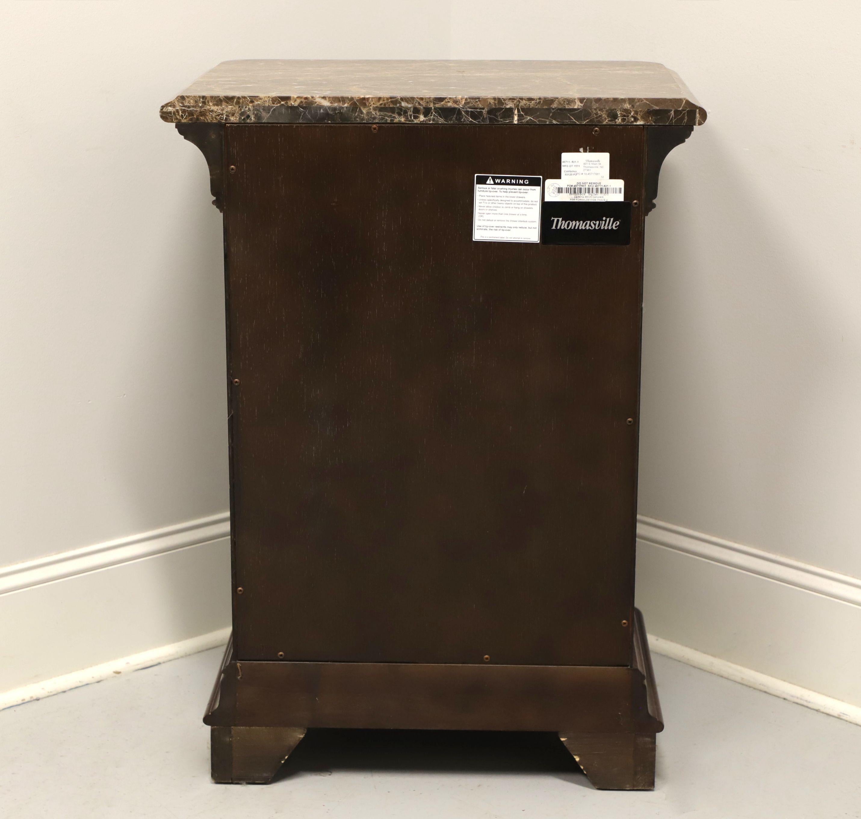 Other THOMASVILLE Inlaid Burl Elm Transitional Cultured Marble Top Bedside Cabinet
