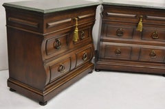 Thomasville Italian Regency Serpentine Green Faux Marble Commode Nightstand Pair