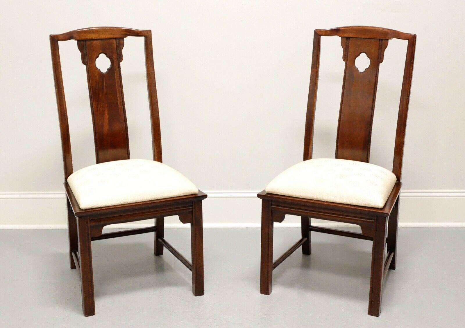 THOMASVILLE Mahogany Asian Chinoiserie Dining Side Chairs - Pair 5