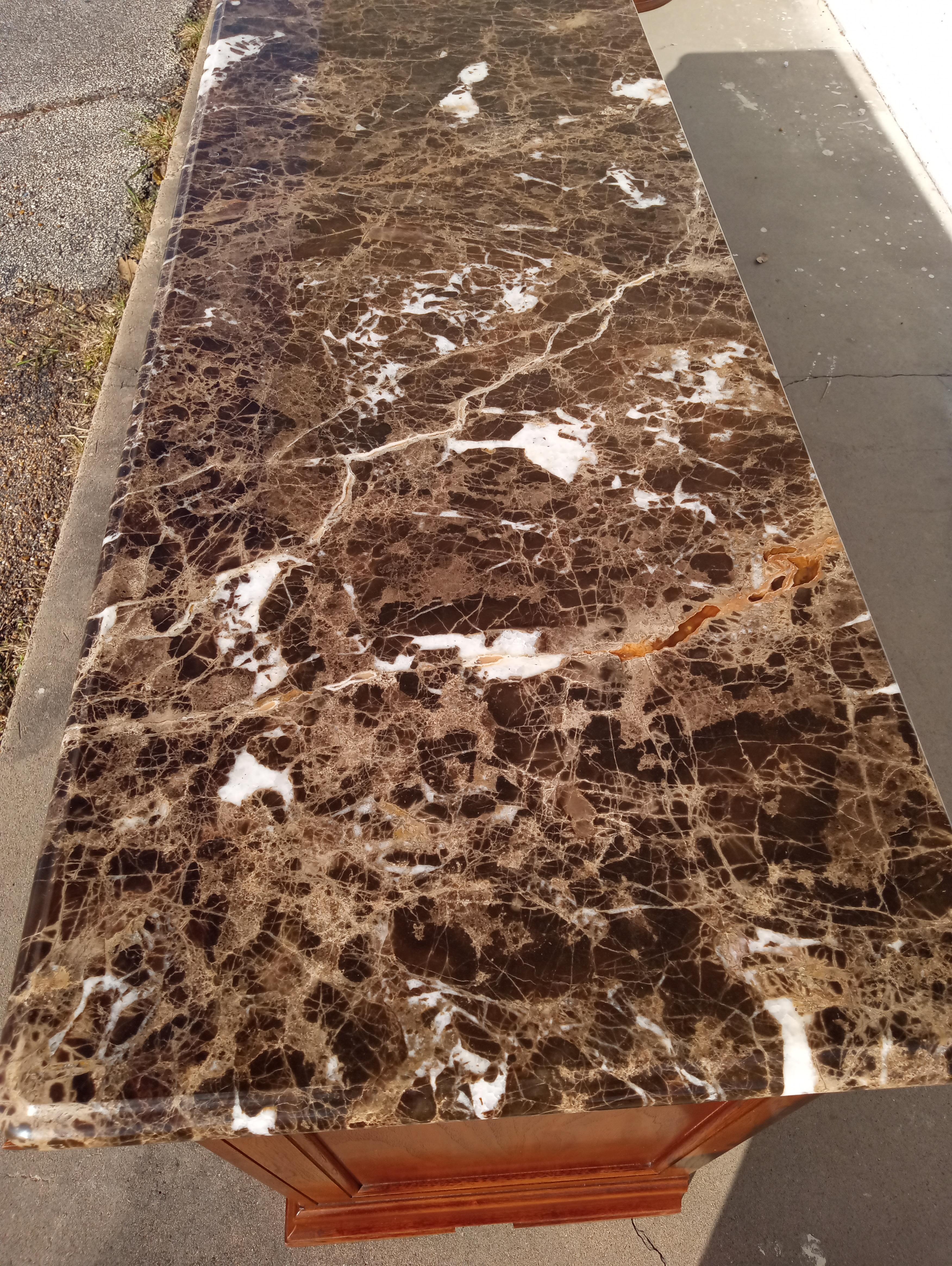 Wood Thomasville Marble top dresser For Sale