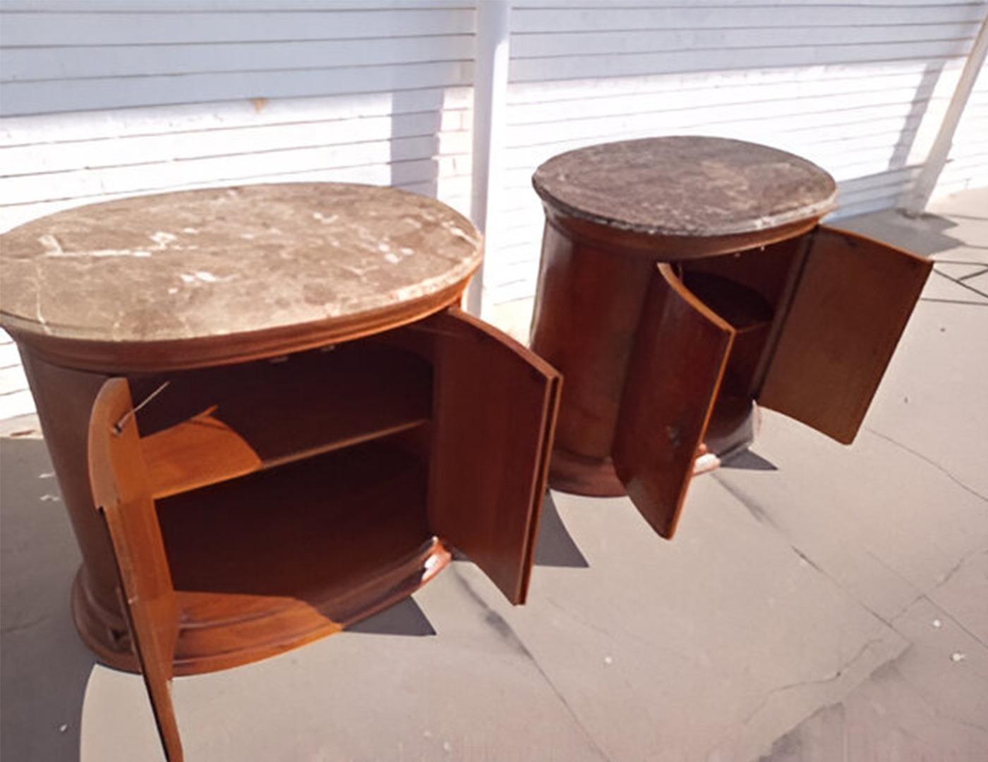 Wood Thomasville Marble top nightstands