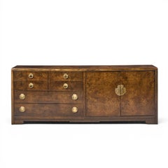 Thomasville Mid Century Burlwood and Brass Credenza