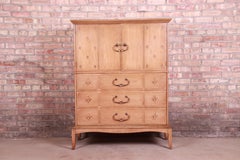 Thomasville Mid-Century Hollywood Regency Bleached Walnut Gentleman's Chest