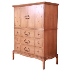 Retro Thomasville Mid-Century Hollywood Regency Bleached Walnut Gentleman's Chest