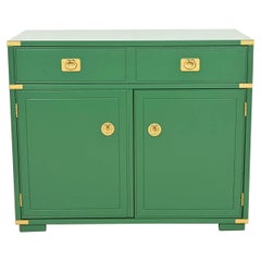 Thomasville Mid-Century Hollywood Regency Campaign Bar Cabinet, Newly Refinished